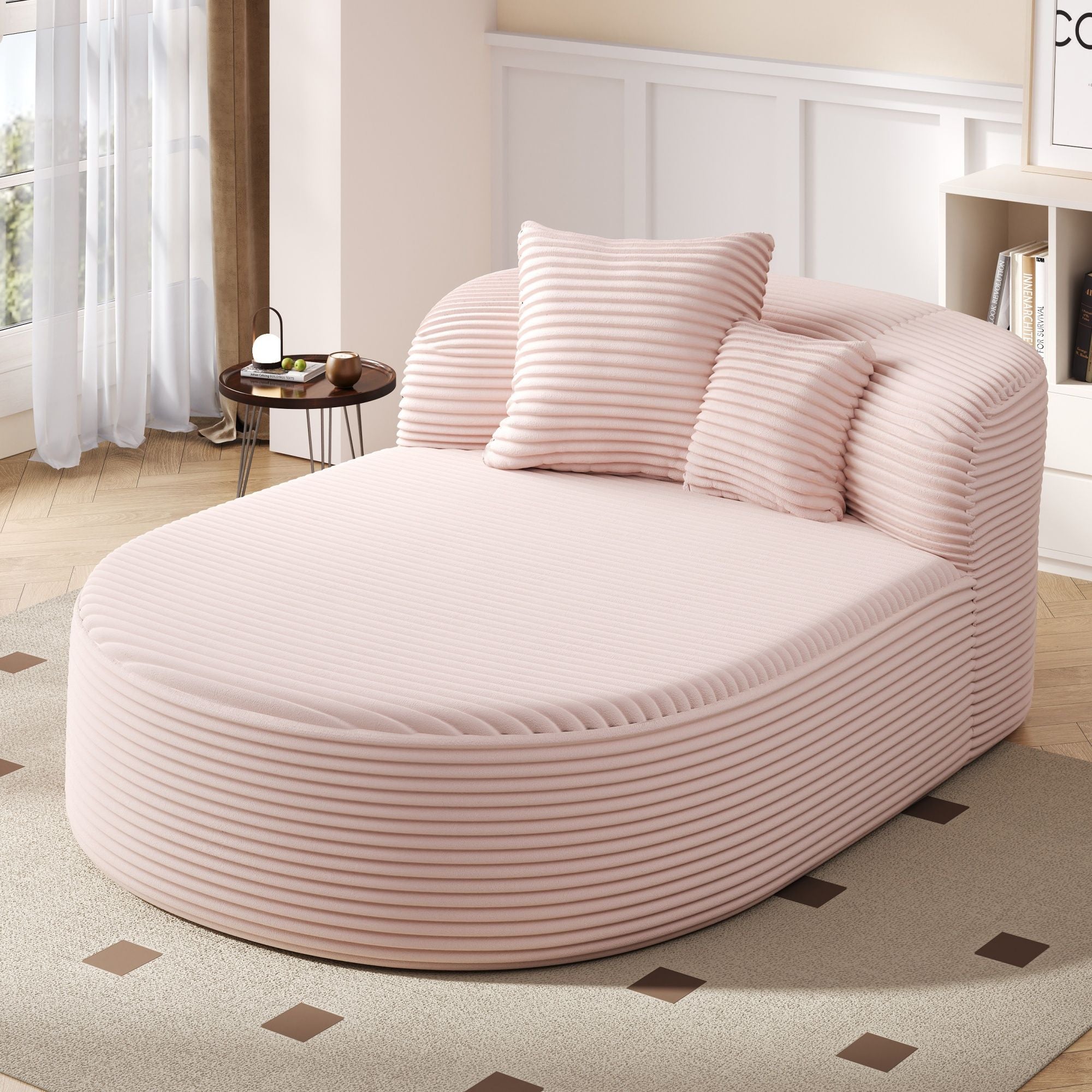 Modern Chaise Lounge Sofa Boneless Couch With Supportive Pillows