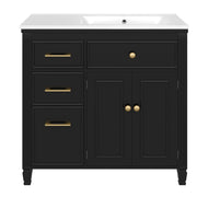 Bathroom Vanity With Sink, 1 Tip Out Drawer, 3 Side Drawers, Adjustable Shelf