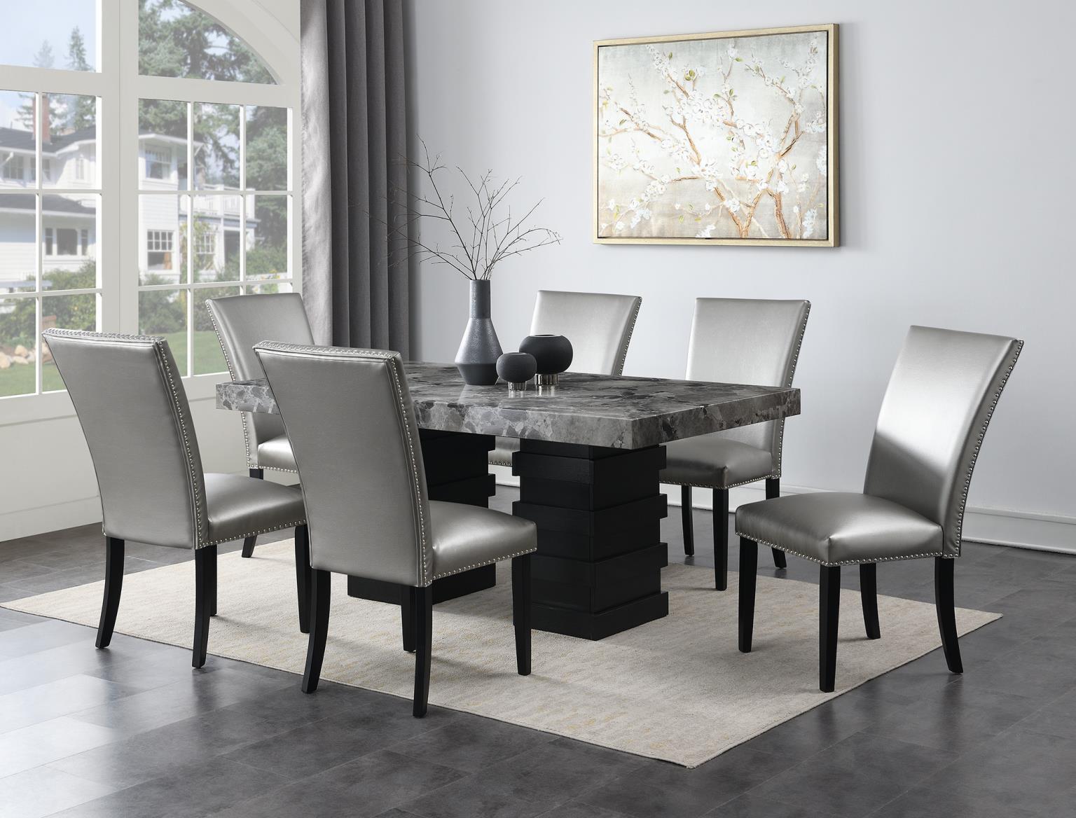 D137 - Dining Room Set With Faux Leather Chairs