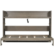 Murphy Bed With Desk, LED Light And USB Charging Station