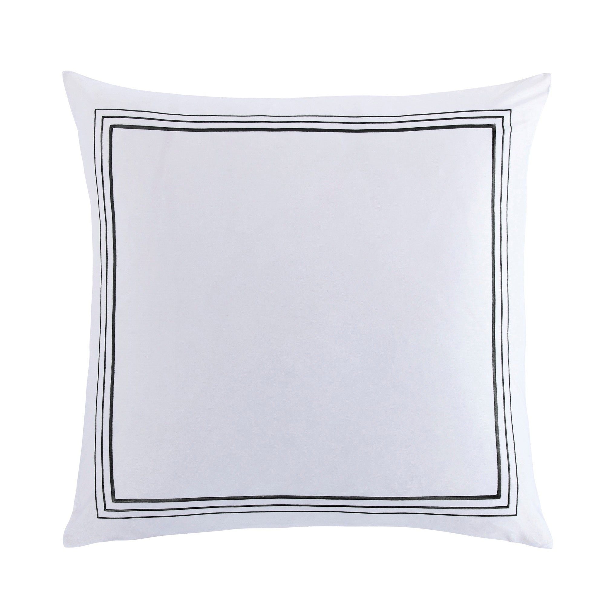 Border Embroidery - Euro Sham - White / Black