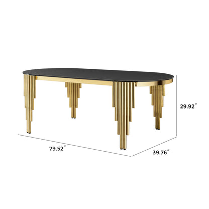 Oval Dining Table With Glass Top And Stainless Steel Base
