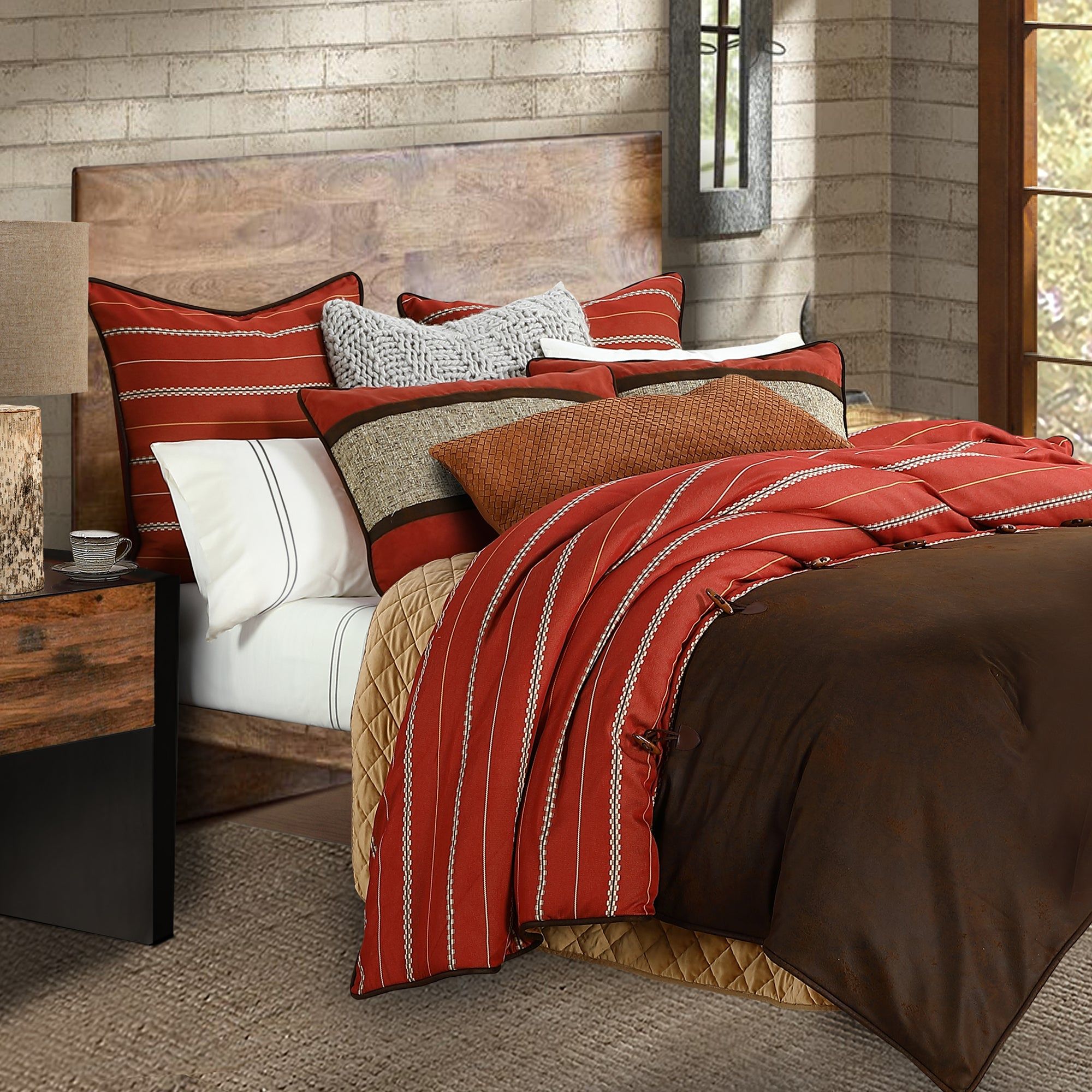 Carter - Twin Comforter Set (Set of 2) - Rustic Orange / Brown