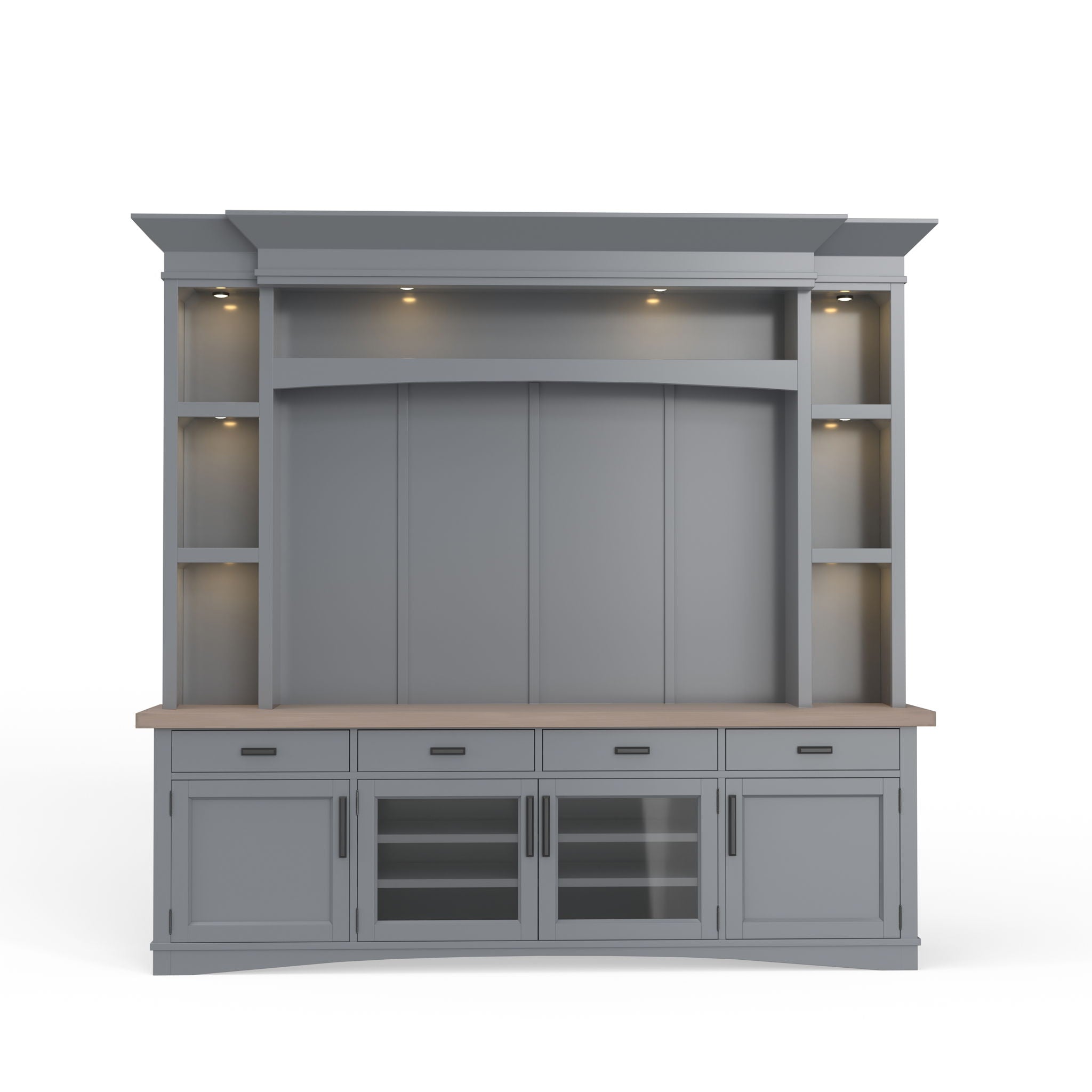 Americana Modern - TV Console with Hutch, Backpanel and LED Lights