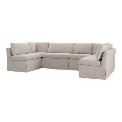 Fable - 6 Piece Slipcover Dining Banquette U-Shape - Beige