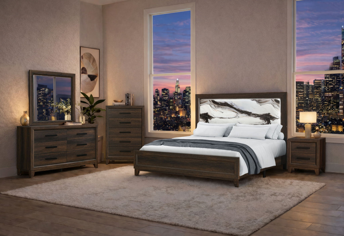 Harmony - 3 Piece Bedroom Set (King Bed, Dresser And Mirror) - Brown
