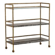 Loxley - Bar Cart - Brown And Green And Antique Brass