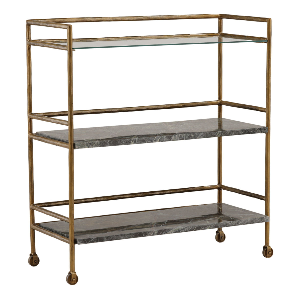 Loxley - Bar Cart - Brown And Green And Antique Brass