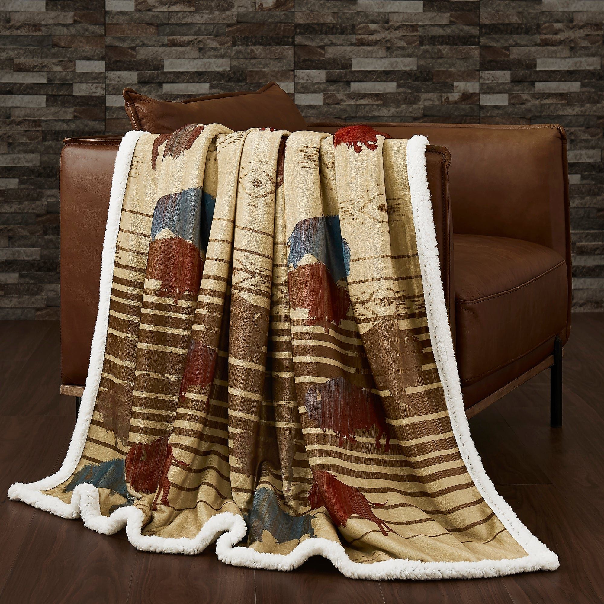Campfire - Home On The Range Campfire Sherpa Throw 6 Per Carton - Multi Color