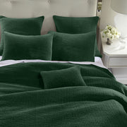 Stonewashed Cotton Velvet - King Quilt Set (Set of 3) - Emerald