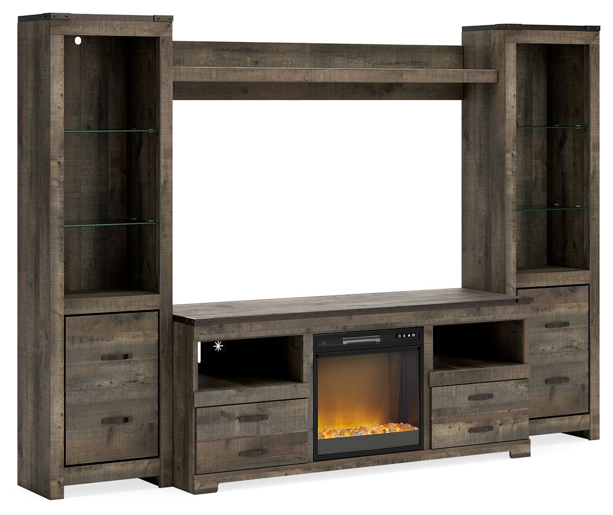 Trinell 4-Piece Entertainment Center With TV Stand And Fireplace Insert - Thumbnail 3