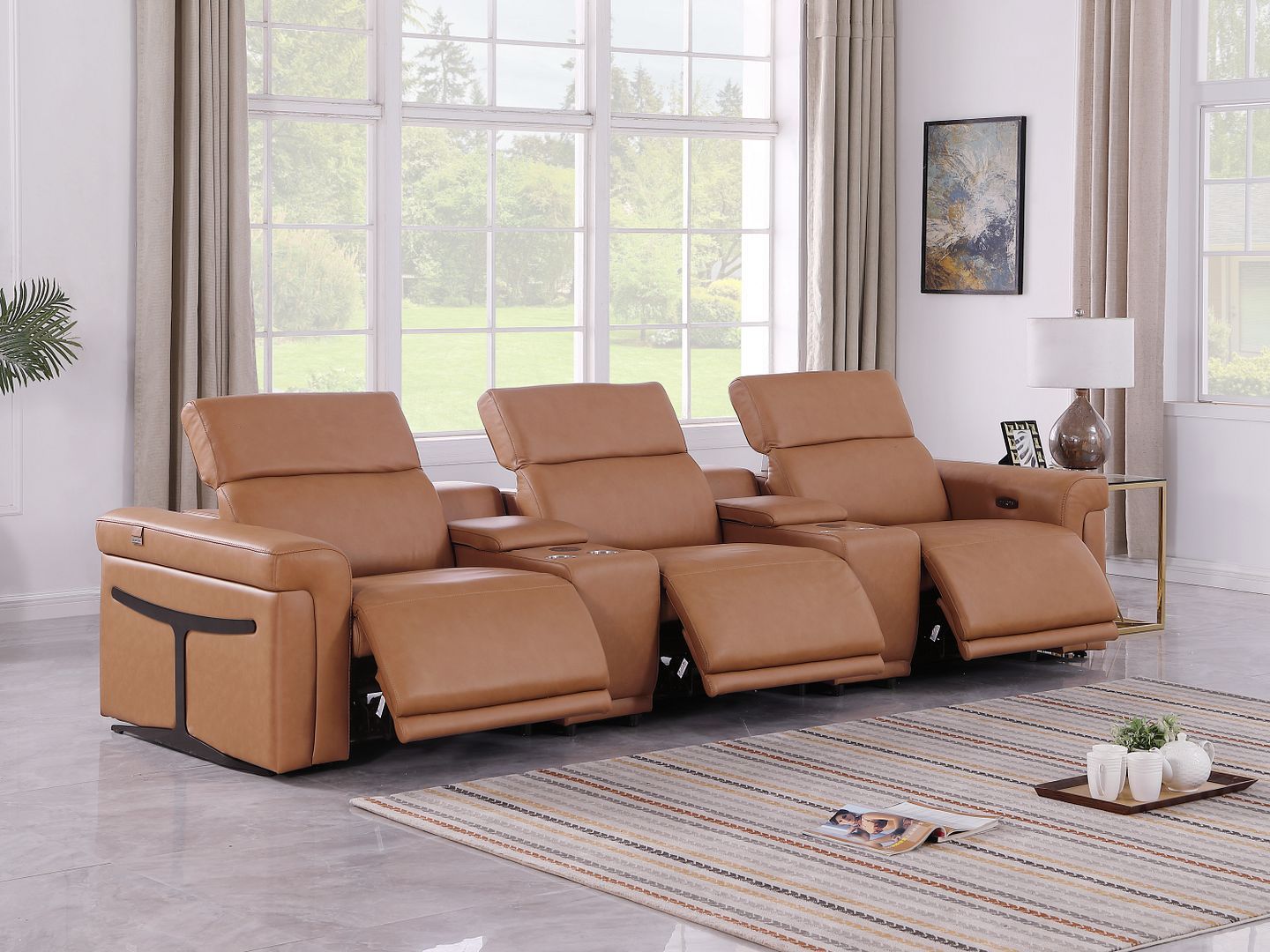 1126 - 5-Piece Modular Power Reclining Sofa In With 3 Power Recliners & Power Headrests