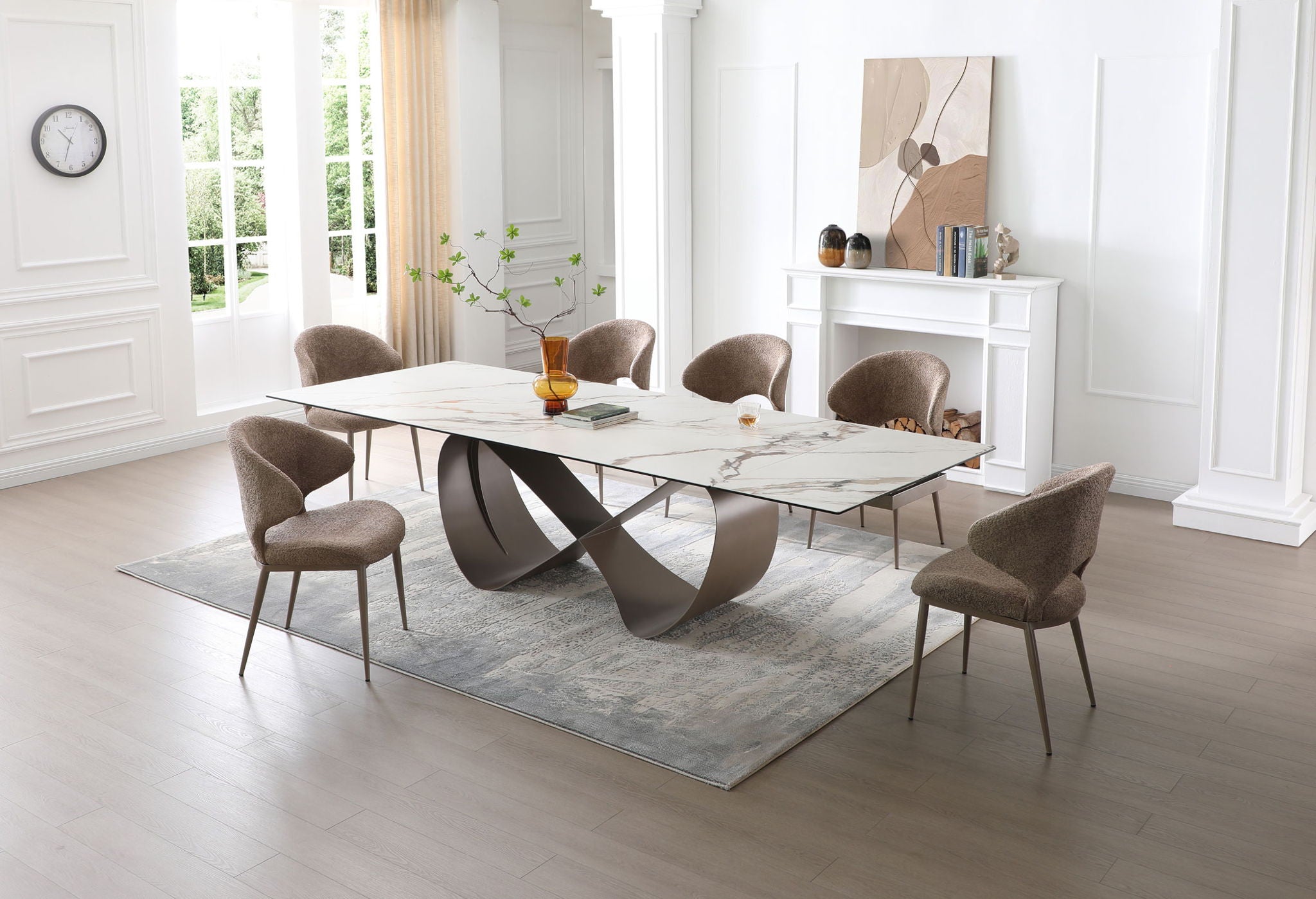 9305 - Dining Table - White / Dark Brown