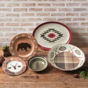 Aztec Bear - Melamine Dinnerware Set (Set of 14), 2 Per Carton - Brown / Red