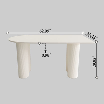 Modern Cream Style Dining Table With Round Wave Legs, 4 - 8 Person - Cream White