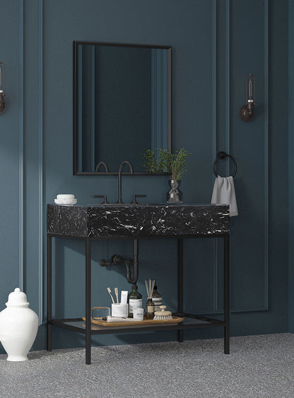 Marmo - Engineered Marble Bathroom Vanity With Black Base