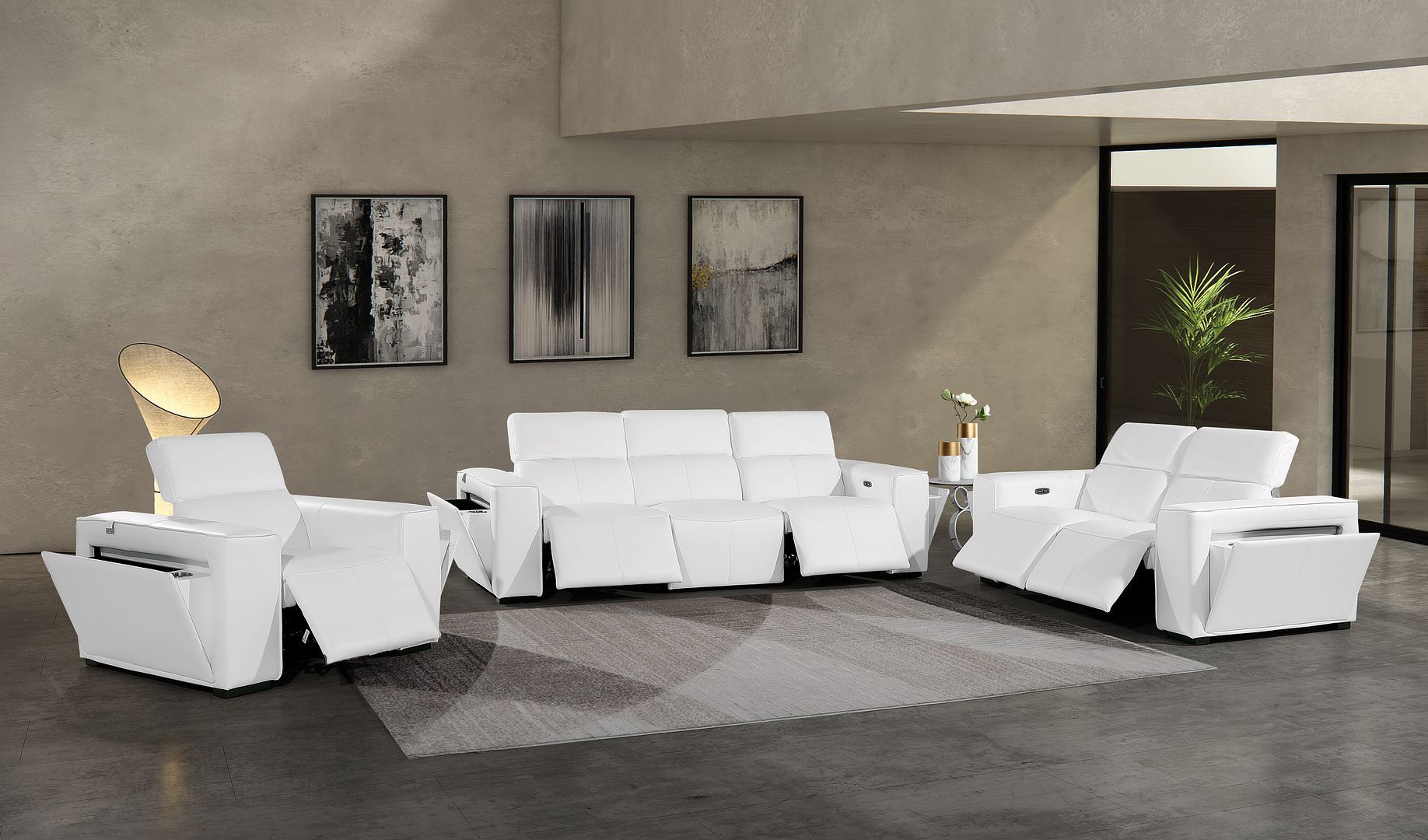 1224 - 6-Piece Modular Power Reclining Sofa, Loveseat & Chair Set In With 5 Power Recliners & Power Headrests