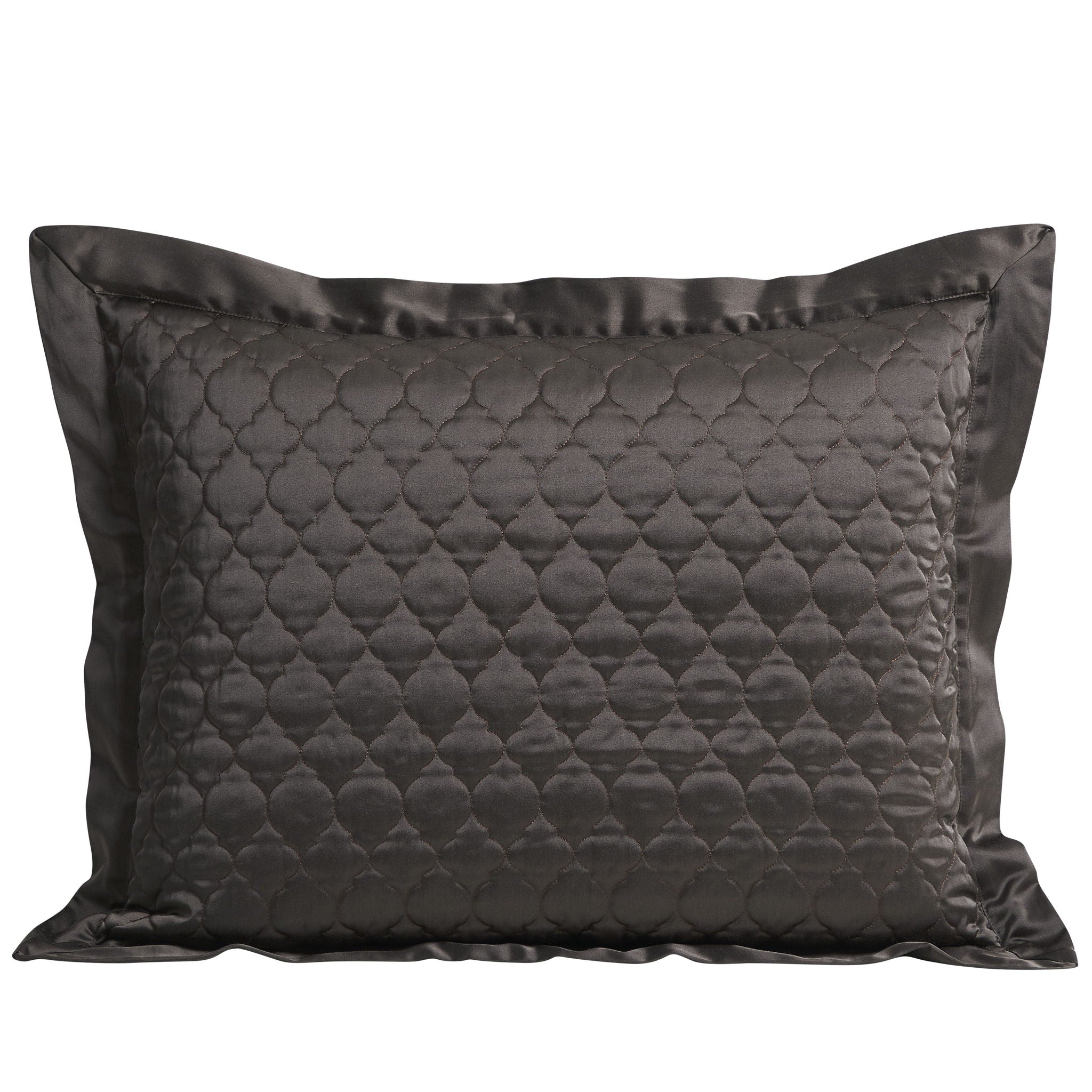 High Shine Satin - Quatrefoil Quilt Pillow Sham Set (Set of 2) - Espresso