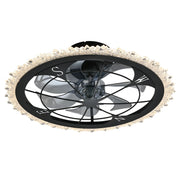 21" Caged Ceiling Fan With Dimmable LED Light And Remote Control, Low Profile Flush Mount Fan - Matte Black