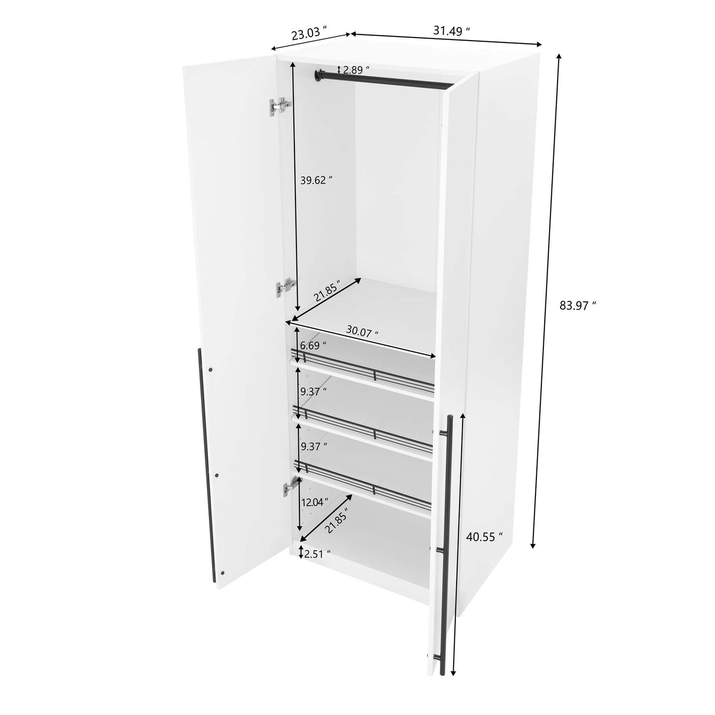 Lee - Free Standing Wardrobe Closet With Adjustable Shoe Shelves