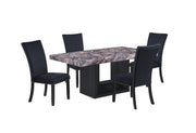 D02 - 5 Piece Dining Room Set (Dining Table, 4 Chairs) - Lava / Black