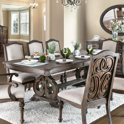 Rustic Dining Set With Table And Upholstered Chairs
