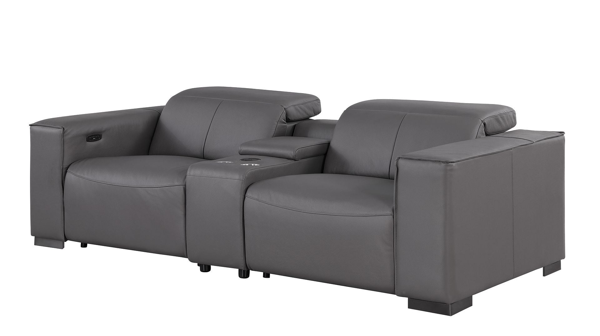 1208 - Leather Reclining Set (Sofa & Loveseat With 4 Power Recliners)