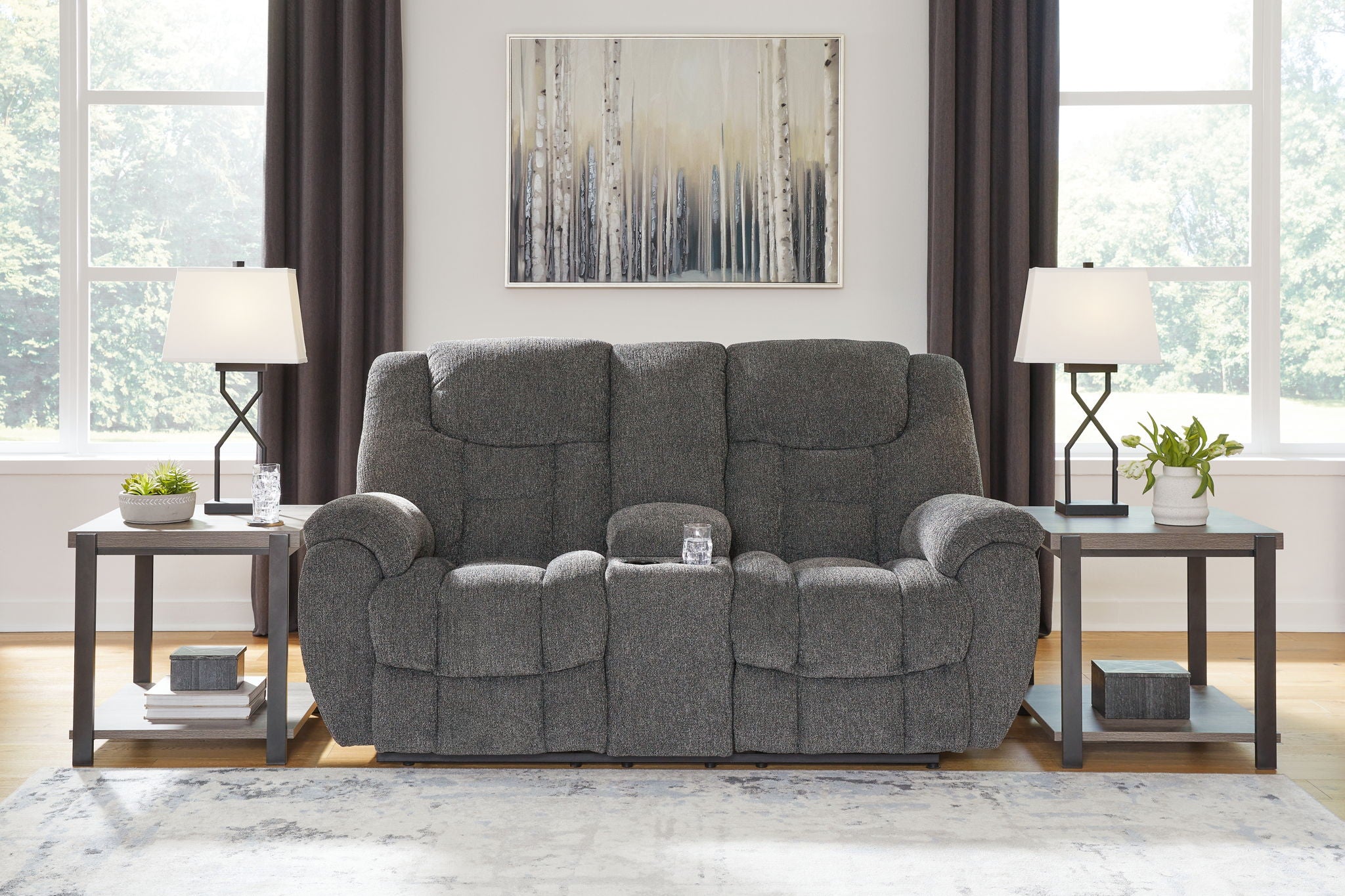 Foreside Dbl Reclining Loveseat with Console