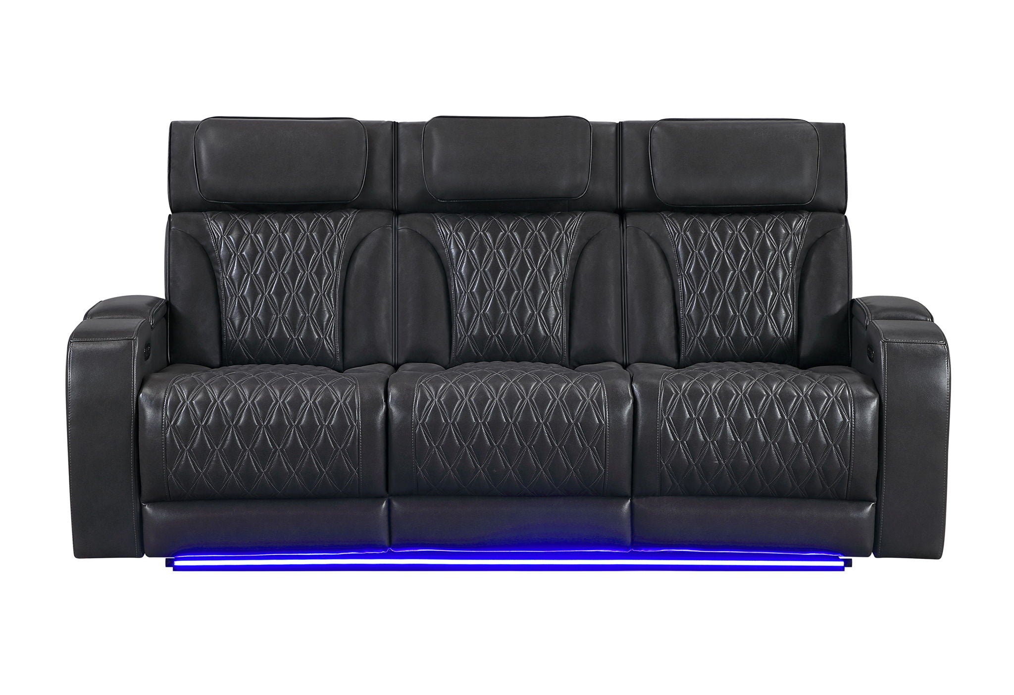 U8611 - Power Reclining Sofa With Power Headrest And LED - Charcoal