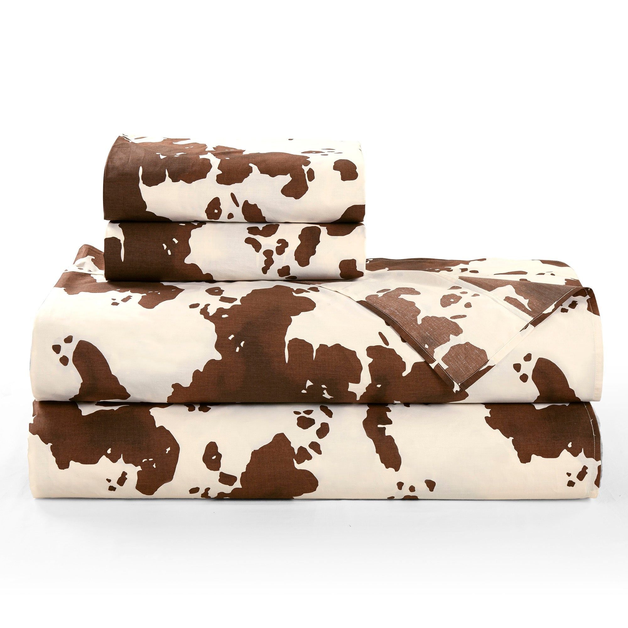 Elsa Cowhide - Twin 200TC Cotton Cowhide Sheet Set (Set of 3) - Chocolate