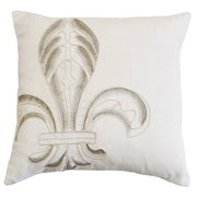 Newport - Embroidery Fleur De Lis Throw Pillow - Cream