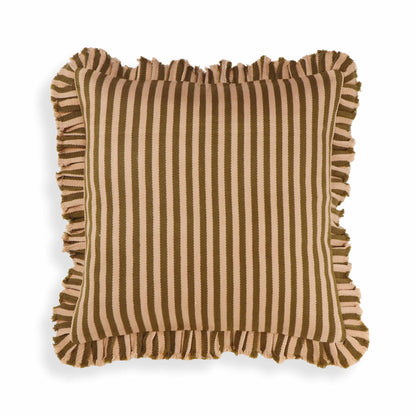 Alessia - 20" Square Striped Ruffle Accent Pillow Cover