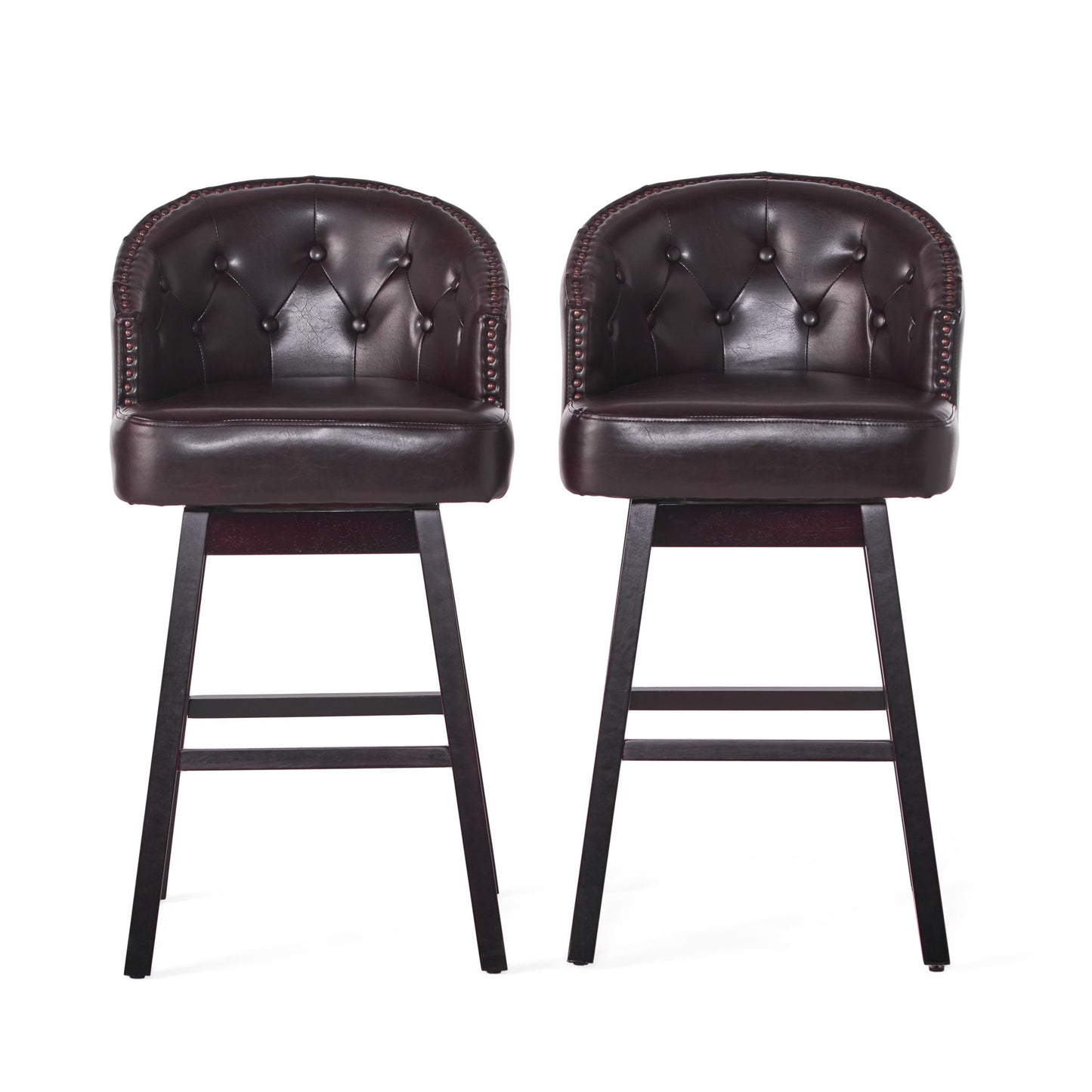 360 Degree Swivel Bar Stool With Stunning Nailhead Trim (Set of 2)