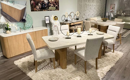 D2504 - 7 Piece Dining Room Set (Dining Table And 6 Dining Chairs) - Light Grey / White