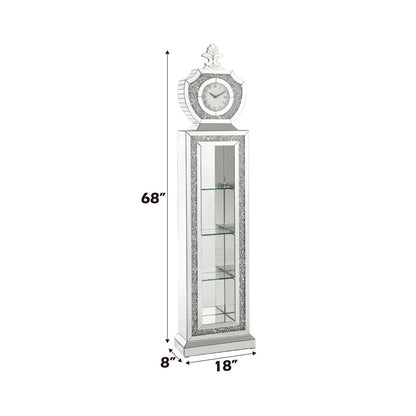 Noralie - 63" Grandfather Clock With LED - Mirrored & Faux Diamonds