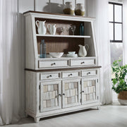 River Place - Server & Hutch - Riverstone White & Tobacco