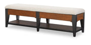 Fenmore - Upholstered Storage Bench (Lift Top, 1 Open Shelf) - Mocha and Distressed Cherry