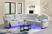 U61 - Corduroy Power 3 Piece Sectional With Bluetooth Speaker, And Wireless Charger - Gray