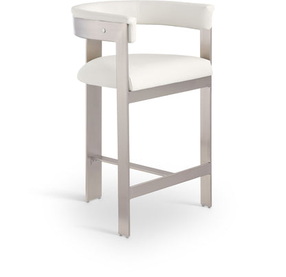 Romeo - Faux Leather Counter Stool With Silver Base (Set of 2)