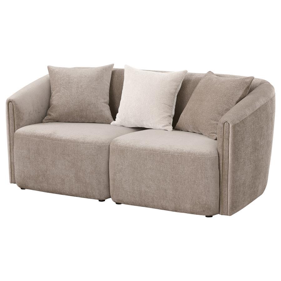 Townsend - Chenille Upholstered Rolled Arm Loveseat - Latte