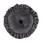 Stella - Faux Silk Velvet Ruffled Round Pillow - Dark Slate