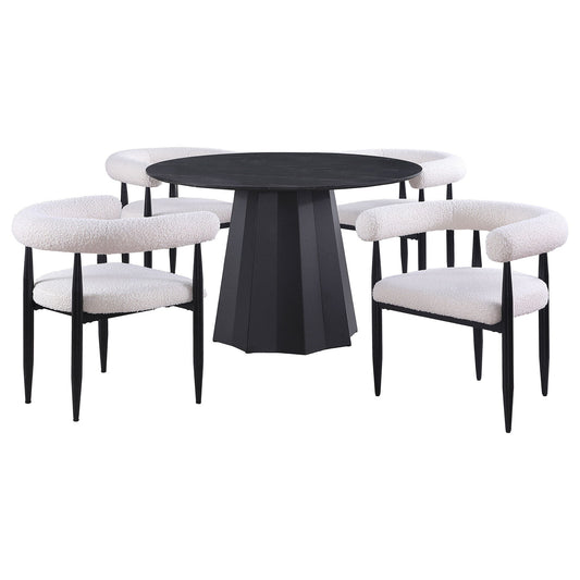 Dorgan - 5 Piece Round Dining Set - Black