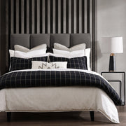 Windowpane - King Plaid Duvet Cover Set (Set of 3) - Black