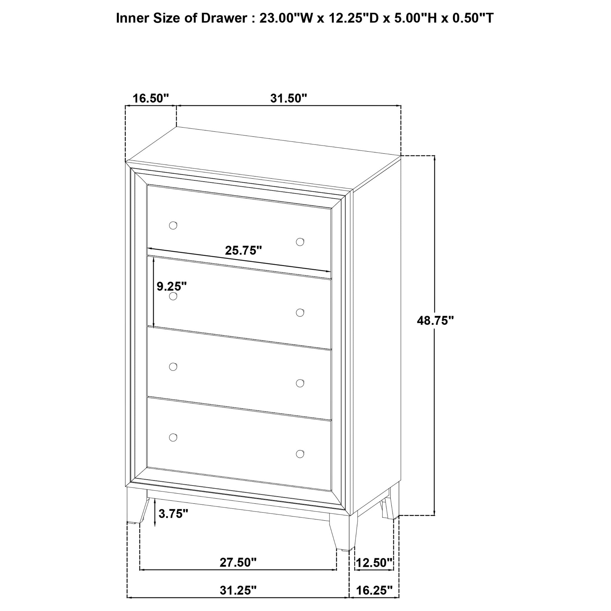 Anza - 4 Drawer Chest Storage Solution - Walnut
