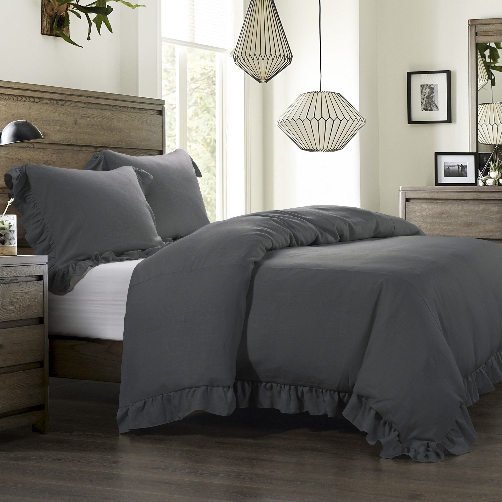 Lily - Queen Washed Linen Duvet Cover - Slate