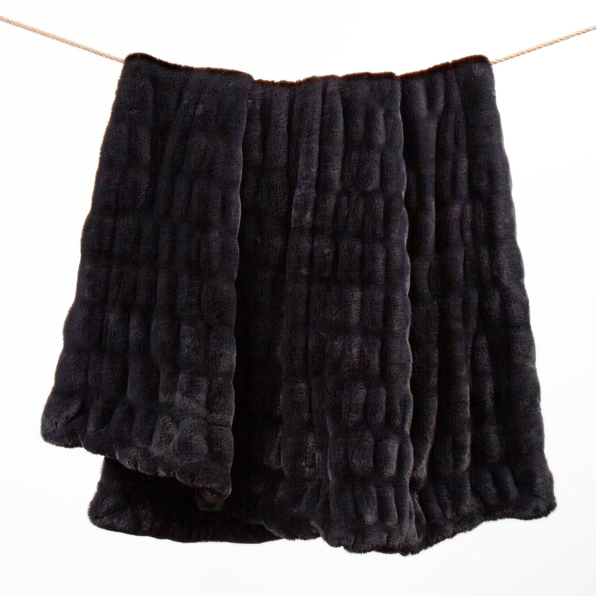 Ruched Rabbit - Double-Sided Oversized Throw - Black