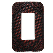 Weaver Switch Plate - 5" x 3.5" Tooled Resin Weaver Single Rocker Wall Switch Plate  - Brown