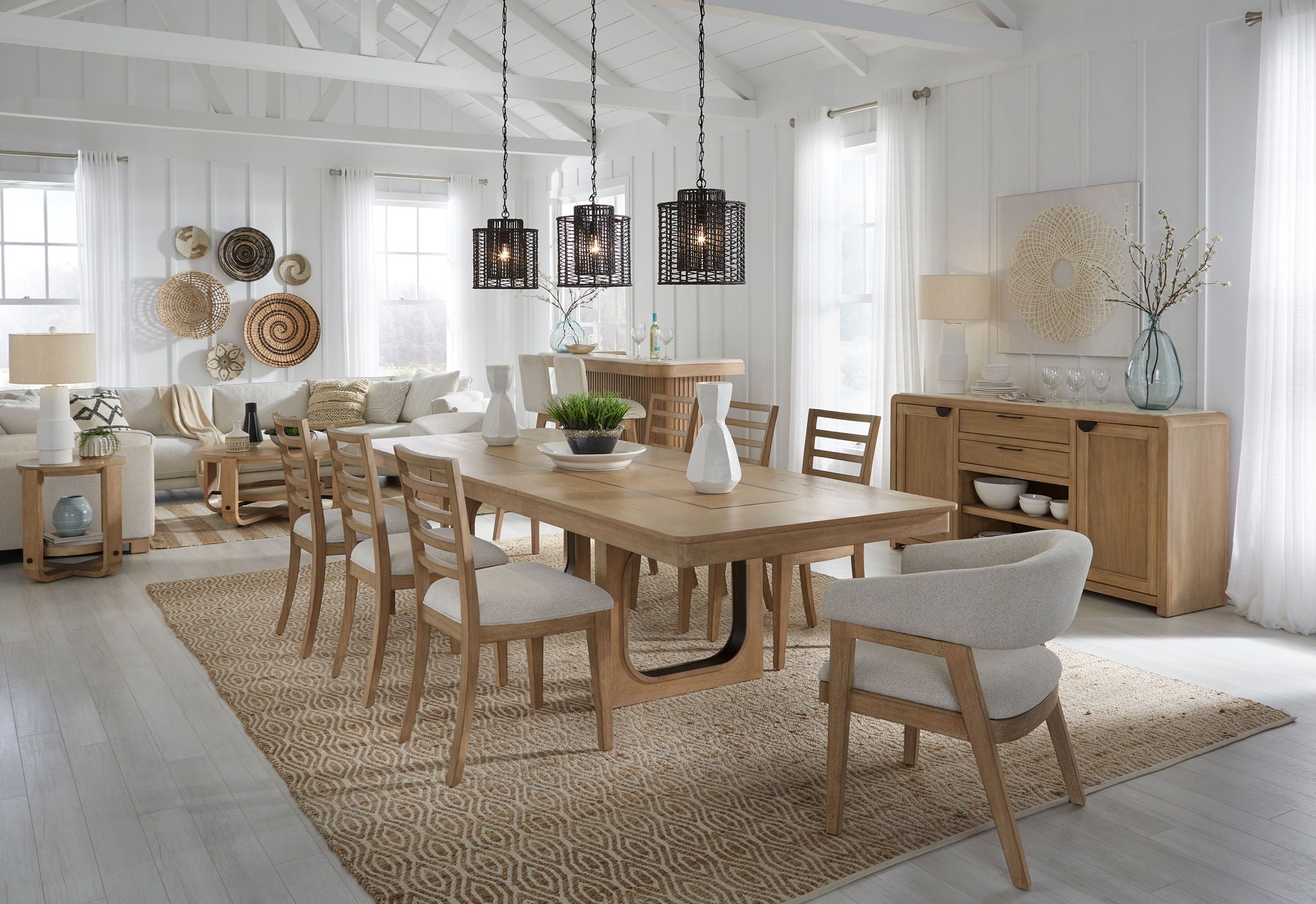 Escape - Dining Barrel Dining Chair (Set of 2) - Glazed Natural Oak / Mirage Mist