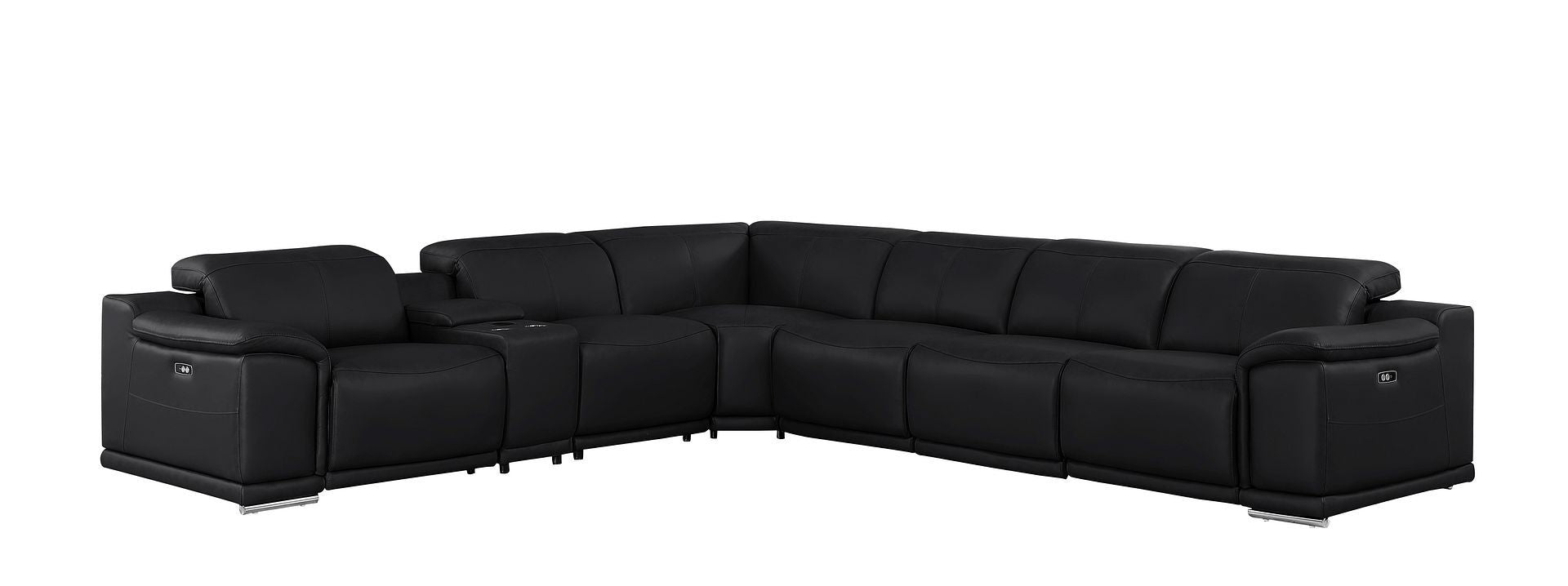 2679 - 7-Piece L-Shaped Power Reclining Sectional In Genuine Leather (4 Recliners)