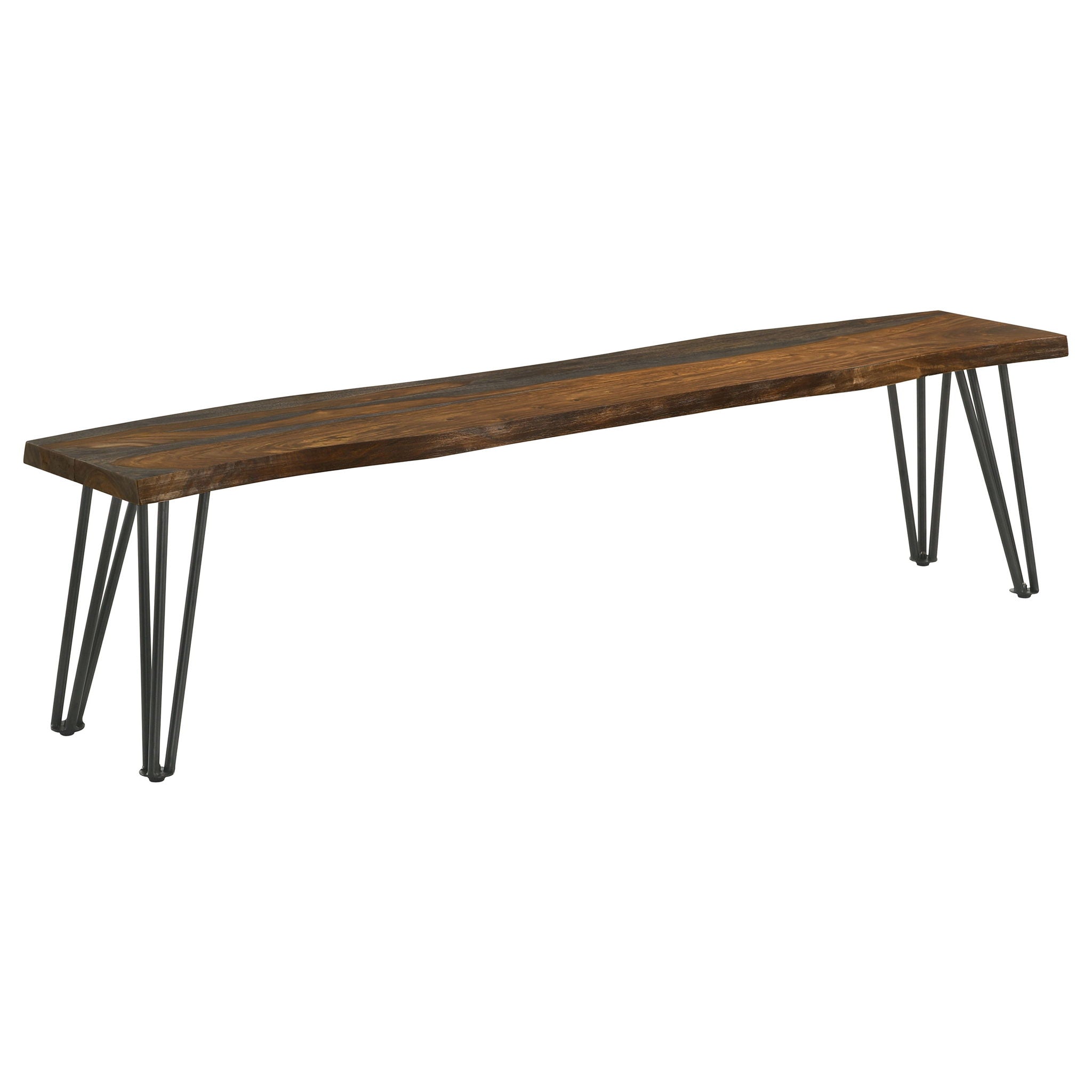 Neve - Sheesham Live Edge Dining Bench With Hairpin Legs - Gray